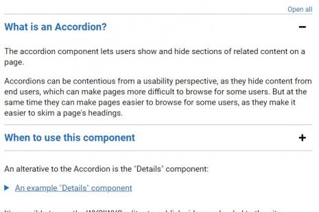 Screenshot of the Accordion WYSIWYG component