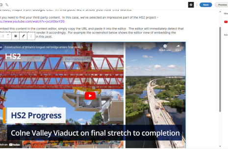 Screenshot of embedding a YouTube video in Council Platform.