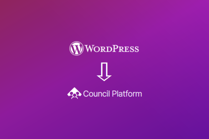 WordPress to Council Platform migration graphic.