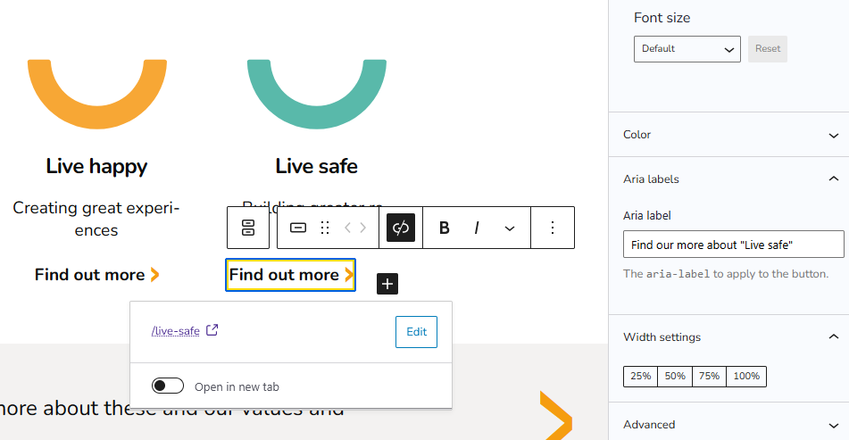 Setting the aria-label attribute for a Button.