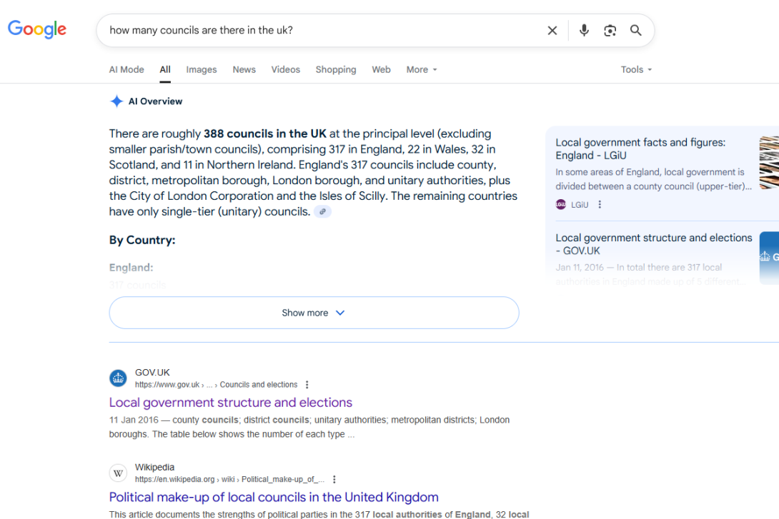 Google Search AI Overview example