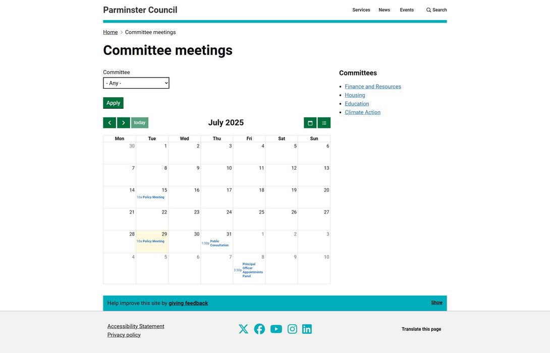meetings calendar